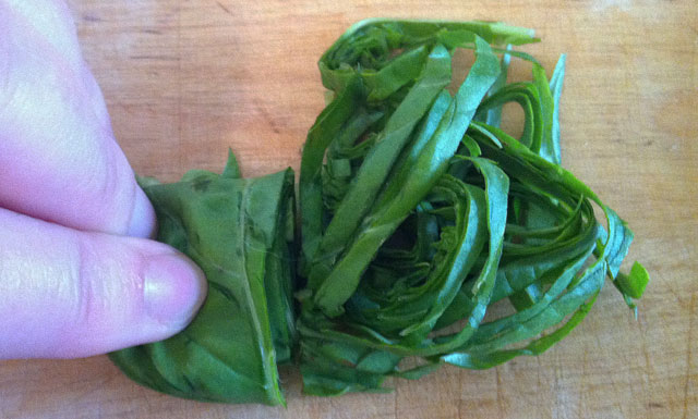 Chiffonade Basil not just baked