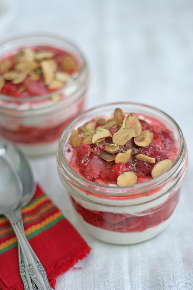 Mascarpone Parfait with Roasted Strawberries and Almonds