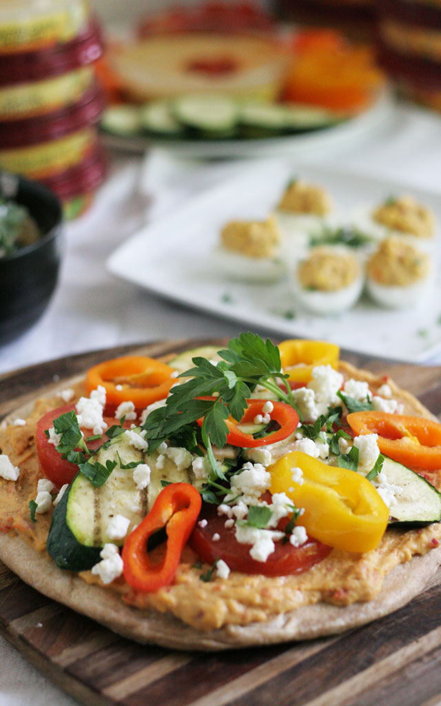 Grilled Vegetable Flat Bread Pizza with Sabra Hummus