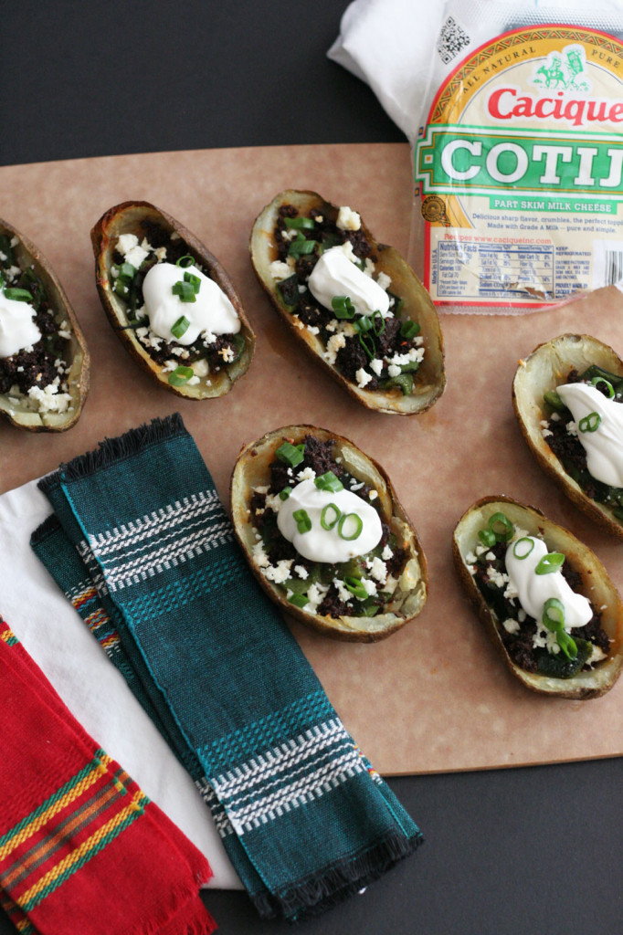 Cotija,  Chorizo, Poblano Pepper Potato Skin