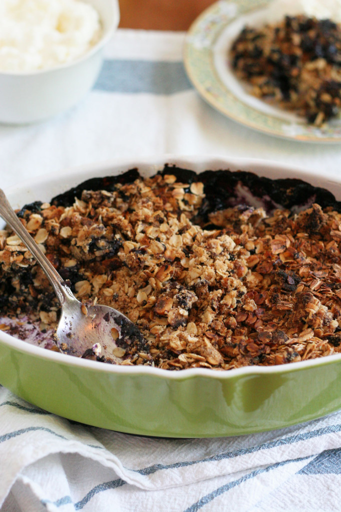 Blueberry Hazelnut Crisp with Goat Cheese Whipped Cream