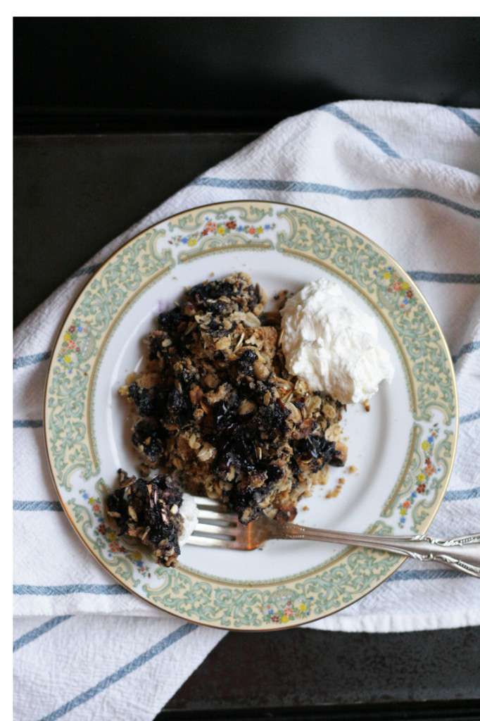 Blueberry Hazelnut Crisp with Goat Cheese Whipped Cream