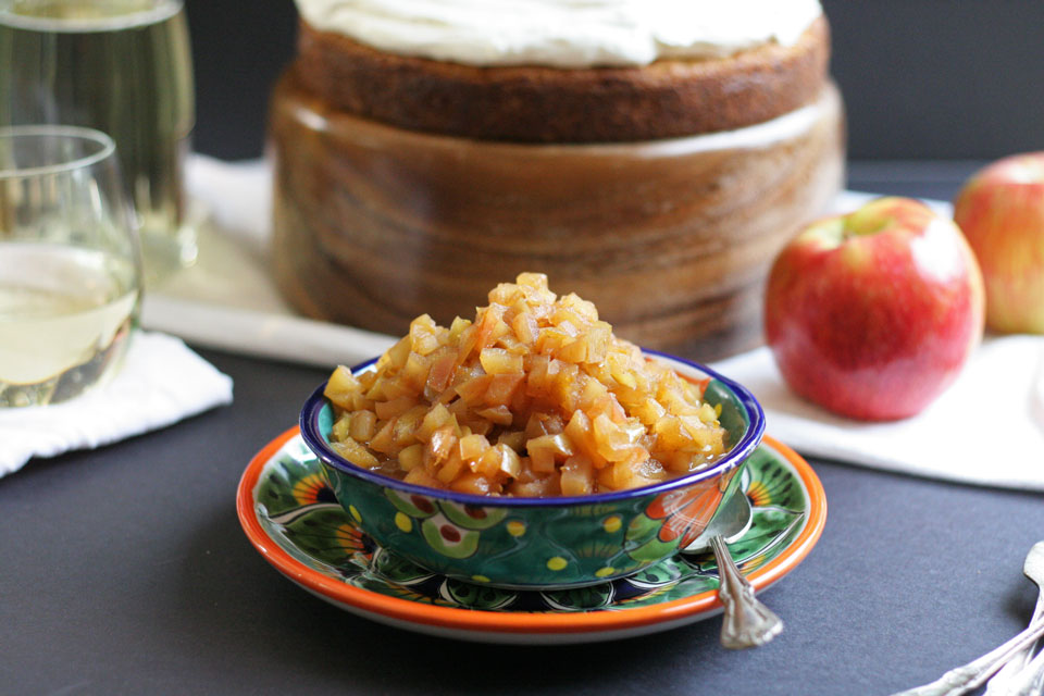 Buttermilk Cake, Brie Frosting, with Spiced Apple Compote