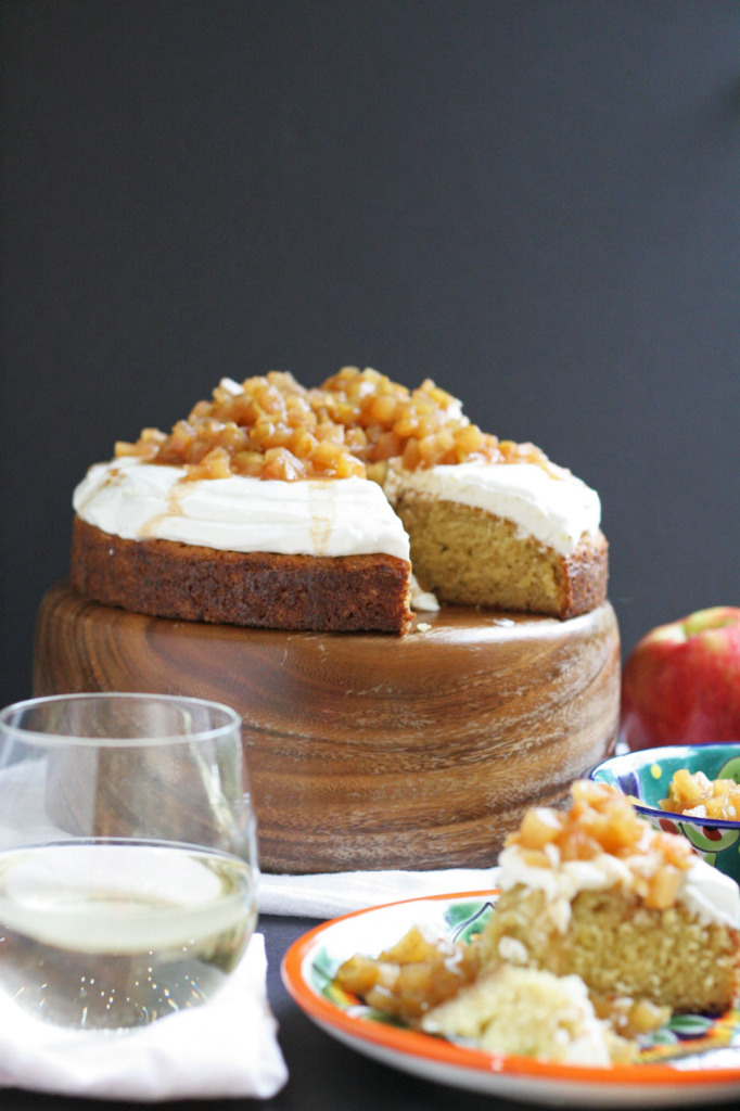 Buttermilk Cake, Brie Frosting, with Spiced Apple Compote