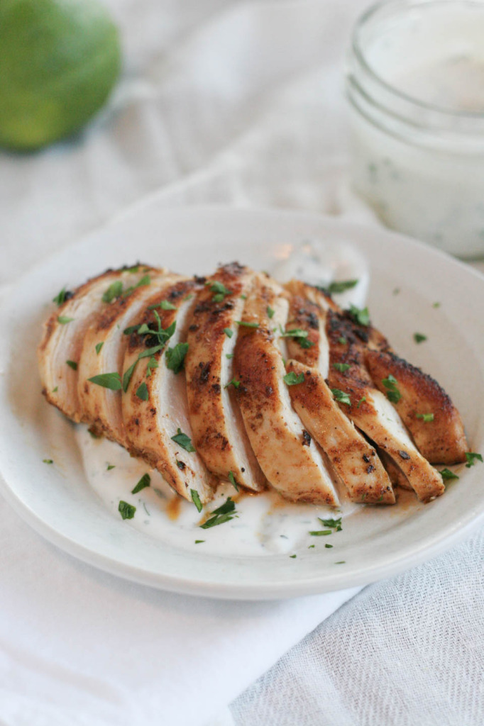 Ancho Chile Chicken with Lime Yogurt Sauce