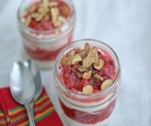 Macarpone Parfait with Roasted Strawberries and Almonds