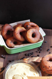 Roasted Garlic Hummus Currant Donuts