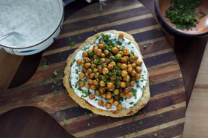 Whole Wheat Honey Flatbread with Herb Yogurt and Roasted Chickpeas